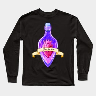 Love Potion Bottle with Anatomical Heart Pastel Long Sleeve T-Shirt